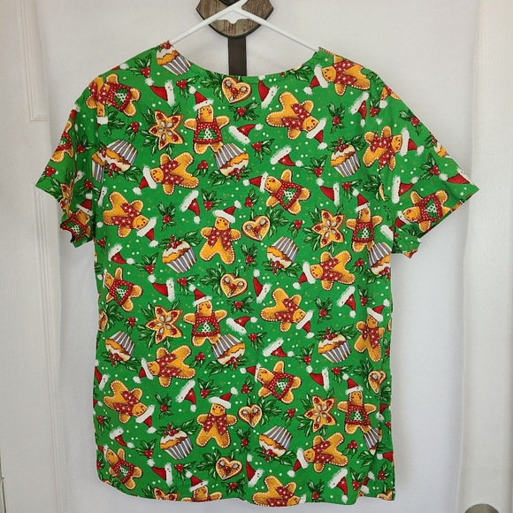 (772) White Cross Woman's Christmas Scrubs, Size: Small Color: Green - Picture 11 of 15